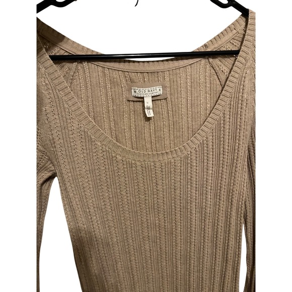 Vintage Old Navy Ribbed Cotton Sweater Neutral Tan M - Picture 5 of 8